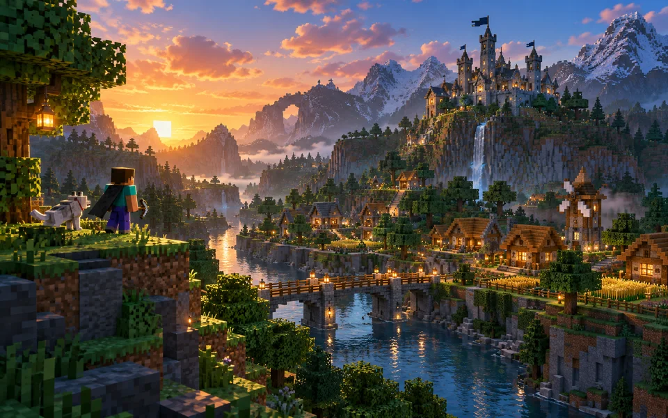 Minecraft world illustration